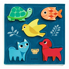 Пазл-вкладка - Котёнок и друзья, с 5 фигурками (Djeco, 01057k)